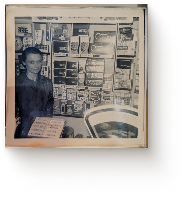 Photo from the 1940s of a shop assistant