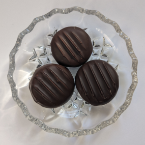 Coffee cream sweets on glass dish